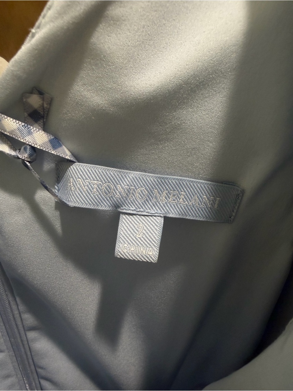 ANTONIO MELANI X JENNIFER SUMKO Light Blue Midi Skirt with White Bow Accent - Picture 7 of 7